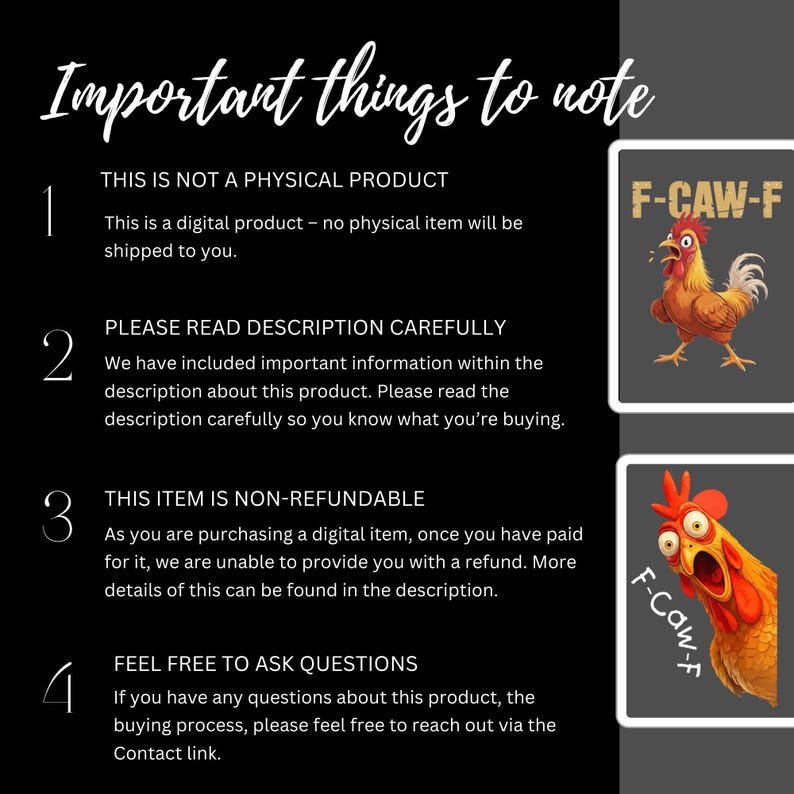Funny F-Caw-F Chicken PNG, Screaming Rooster Meme Clipart, Crazy Hen Digital Art, F CAW F Meme Png, Meme Farm Animal Shirt Design Download