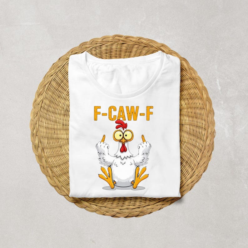 Funny F-Caw-F Chicken PNG, Screaming Rooster Meme Clipart, Crazy Hen Digital Art, F CAW F Meme Png, Meme Farm Animal Shirt Design Download