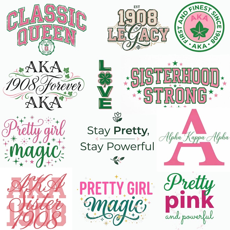 AKA Svg Bundle, Alpha Kappa Alpha Svg, AKA Letter Svg, 1908 Svg, Greek ...