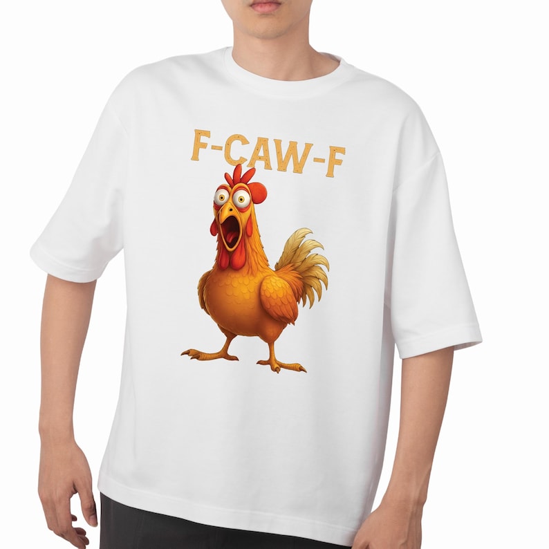 Funny F-Caw-F Chicken PNG, Screaming Rooster Meme Clipart, Crazy Hen Digital Art, F CAW F Meme Png, Meme Farm Animal Shirt Design Download