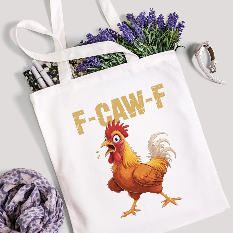 Funny F-Caw-F Chicken PNG, Screaming Rooster Meme Clipart, Crazy Hen Digital Art, F CAW F Meme Png, Meme Farm Animal Shirt Design Download