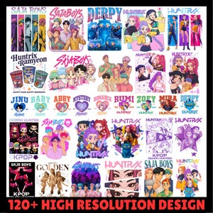 120+ Huntrix Kpop Demon Hunters PNG, Kpop Idol Group Shirt design, Girl Dinner Png, Saja Boys Girls Band Png, Huntrix fans, Digital Download