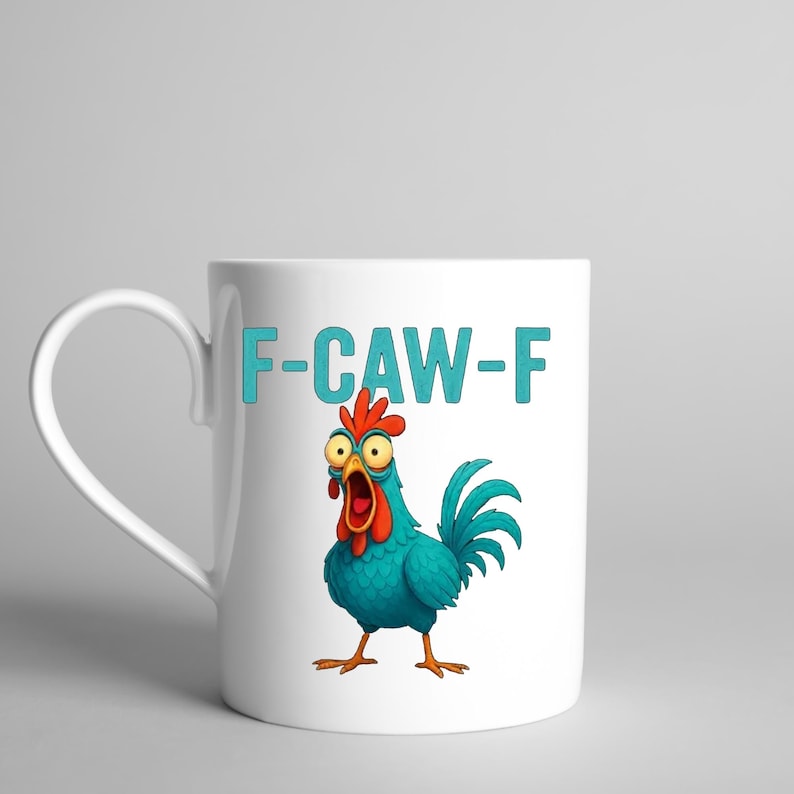 Funny F-Caw-F Chicken PNG, Screaming Rooster Meme Clipart, Crazy Hen Digital Art, F CAW F Meme Png, Meme Farm Animal Shirt Design Download