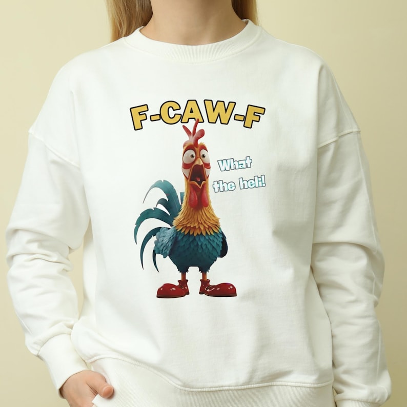 Funny F-Caw-F Chicken PNG, Screaming Rooster Meme Clipart, Crazy Hen Digital Art, F CAW F Meme Png, Meme Farm Animal Shirt Design Download