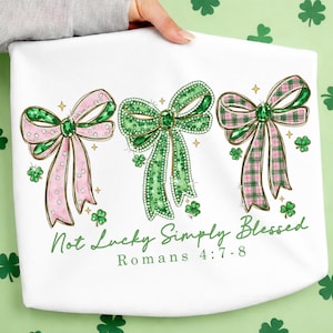 Non fortunato, semplicemente benedetto png, Retro Coquette, San Patrizio PNG, Patrick png, Retro Patrick png, Preppy Lucky Shamrock Png, Lucky Charm Png