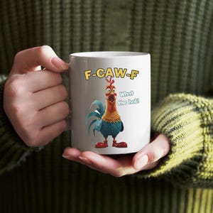 Funny F-Caw-F Chicken PNG, Screaming Rooster Meme Clipart, Crazy Hen Digital Art, F CAW F Meme Png, Meme Farm Animal Shirt Design Download