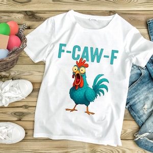 Funny F-Caw-F Chicken PNG, Screaming Rooster Meme Clipart, Crazy Hen Digital Art, F CAW F Meme Png, Meme Farm Animal Shirt Design Download