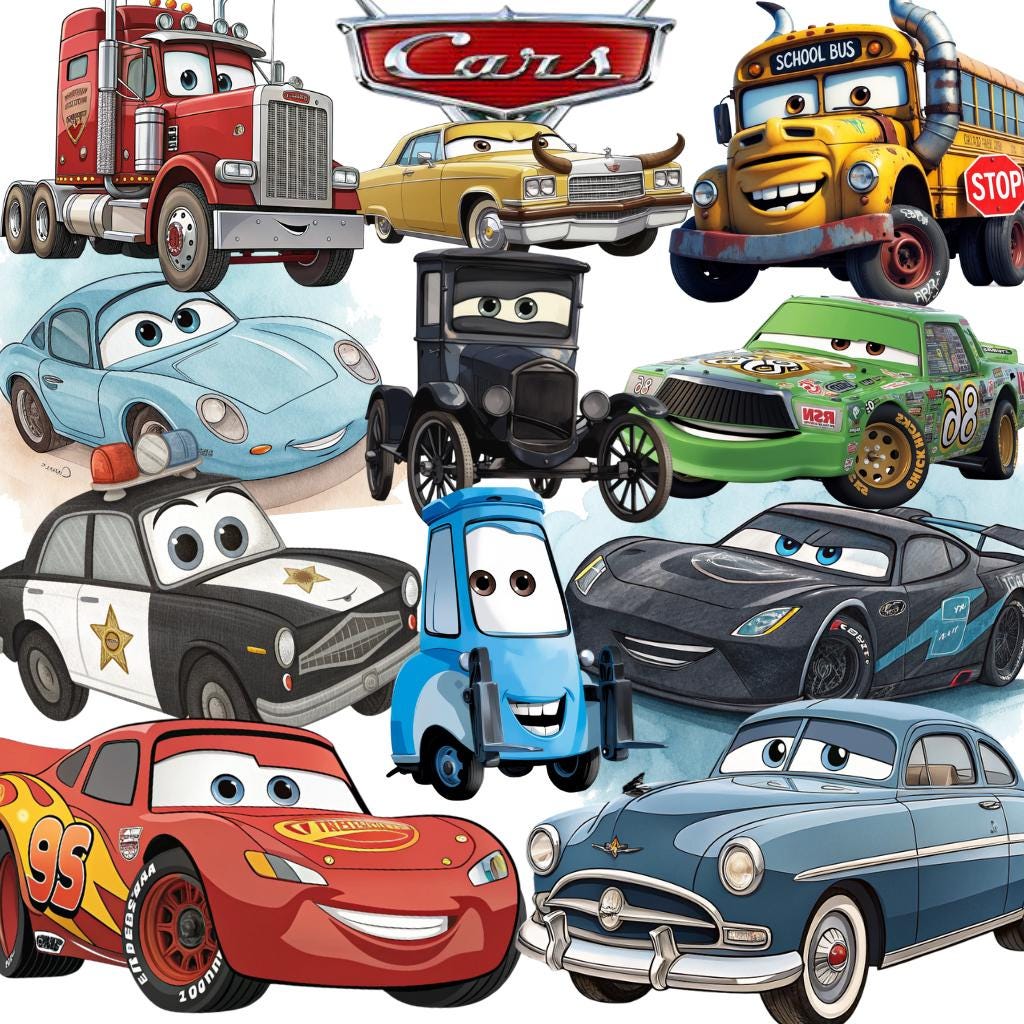 Cars and Planes Clipart Bundle: Watercolor PNG Images (Digital Download