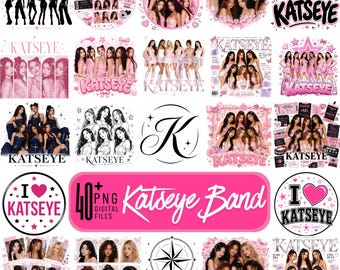 Pacchetto di magliette PNG "Beautiful Chaos Tour" di Katseye pronte per la stampa, grafica PNG con vibrazioni pop retrò, estetica vintage Beautiful Chaos PNG