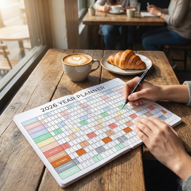 2026 Wall Calendar Printable, Large Year Planner, Year at a Glance 2026 ...