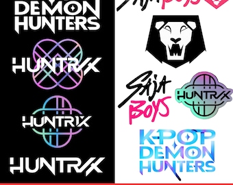K-pop Huntrix Logo Pack Inspired by Demon Hunters cosplay Logos, Saja Boys Jinwoo Fan Art, Kpop Demon Hunters SVG EPS JPG, Instant Download