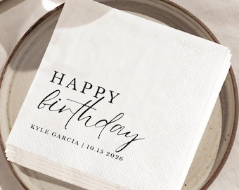 Aangepaste verjaardagsservetten met tekst - gepersonaliseerde cocktailservetten voor feestdecoratie - gelukkige verjaardagsservetten voor alle leeftijden