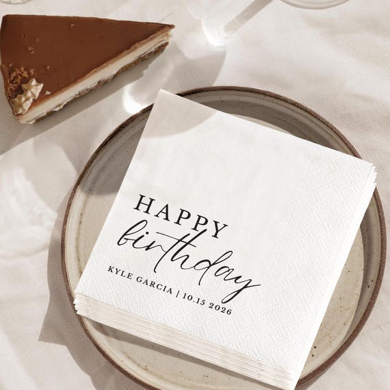 Custom Birthday Napkins with Text - Personalized Cocktail Napkins for Party Decor - Happy Birthday Napkins For All Ages