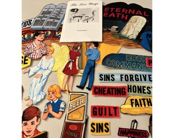 Vintage 1980's Christian School Felt Mat The Two Ways of Life Bible Religious