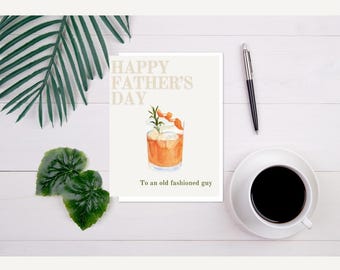 Digital Father's Day Card For Dad - Old Fashioned Guy Cocktail Drink Theme