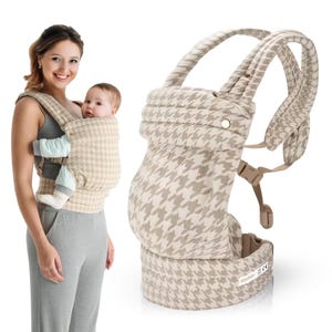 Kindelis – Ergonomische Baby Draagzak – Meegroeiend van 3,2 tot 20 kg – Comfortabel & Verstelbaar – Rug- en Buikdrager – Beige