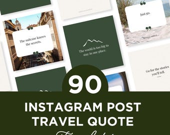 Travel Quote Instagram Templates: Editable Social Media Graphics (Canva Digital Download)