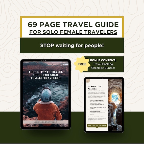Solo Female Travel Guide eBook: Safety, Planning, Packing Lists (Digital Download)