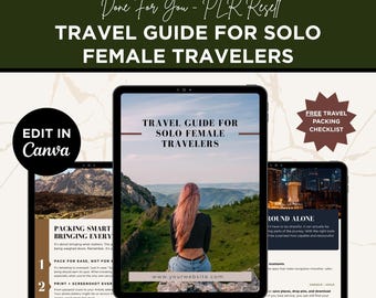 Solo Female Travel Ebook Template: Canva PLR Digital Guide