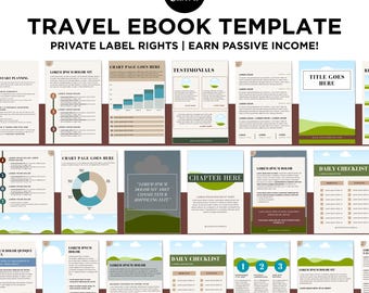 Editable Travel Ebook Template: Canva Lead Magnet with PLR (45 Pages)