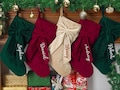 Personalized Bow Christmas Stocking, 2025 Embroidered Christmas Stocking, Velvet Christmas Stocking With Name, Christmas Gift, Family Decor