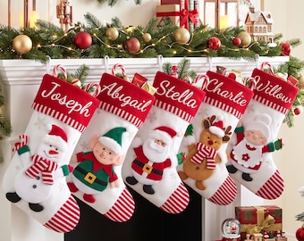 Personalized 3D Name Christmas Stockings, Custom Family Christmas Stockings, Embroidered Name Stockings, 2026 Christmas Gift, Holiday Decor