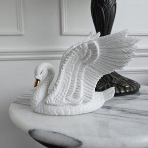 Vintage Porcelain white and gold Swan figurine