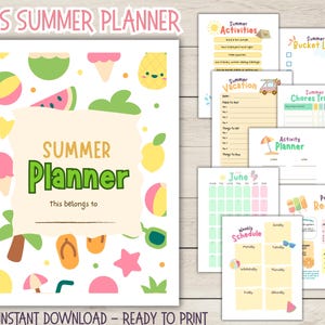 2025 Kids Summer Planner, Printable Summer Planner, Activity Book, Summer Bucket list Checklist, Chore Chart, Reading Chart Tracker