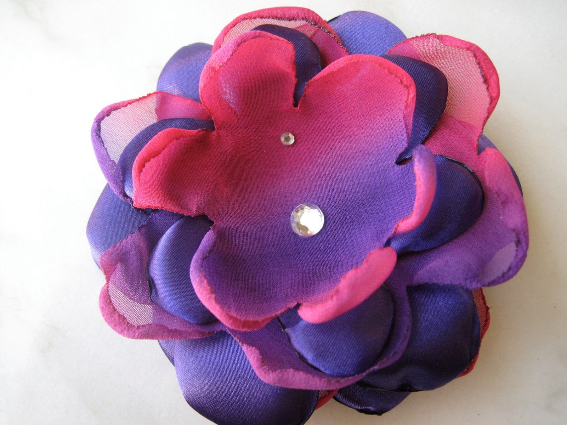 Pink and Purple Fabric Flower Etsy