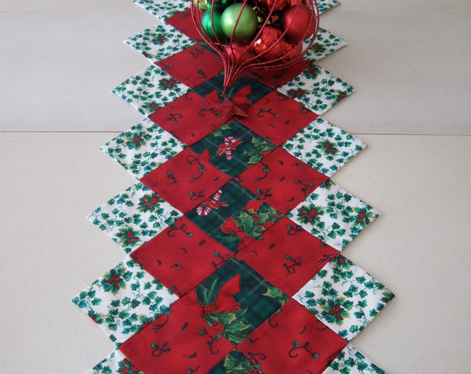 Red and Green Christmas Table Runner Etsy