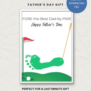 FORE o Melhor Pai da PAR | FORE o Melhor Avô da Par | Cartão de Lembrança de Pegada para o Dia dos Pais | Cartão de Dia dos Pais com Tema de Golfe