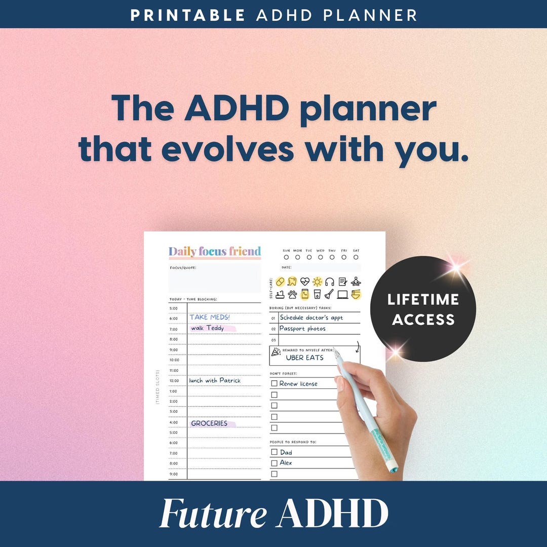 2026 ADHD Printable Planner (rainbow) Neurodivergent Organizer (PDF) - Etsy