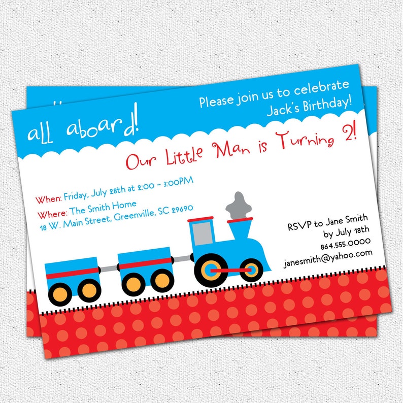 Choo Choo Train Birthday Invitation Printable DIY Digital File Party