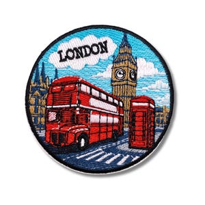 Parche de Londres / Parche bordado de autobús de dos pisos / 3 x 3 pulgadas