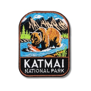 Katmai National Park Aufnäher | Nationalpark Geschenk für Reisende | 9 x 7 cm