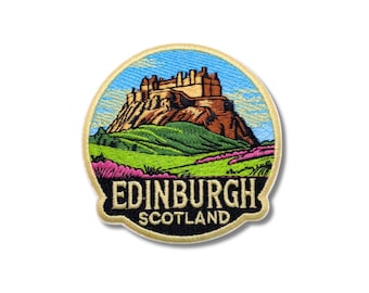 Parche de Edimburgo / Parche bordado de recuerdo del Castillo de Escocia / 3 x 3 pulgadas