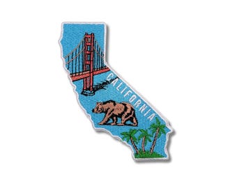 Proud California Patch | Golden Gate & Bear State Souvenir Embroidered Patch | 4 x 3.25 inches