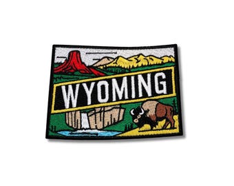 Stolzer Wyoming Aufnäher | Gestickter Zustands-Aufnäher | 7 x 10 cm