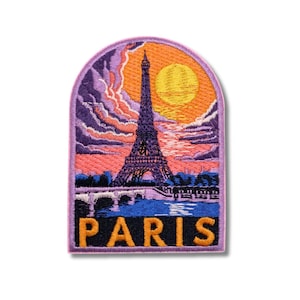 Paris Patch | Eiffel Tower France Souvenir Embroidered Patch | 3.55 x 2.55 inches