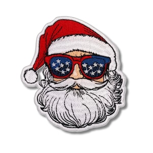America Santa Claus Patch | Patriotic Embroidered Santa Patch | 3.5 x 3.15 inches
