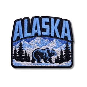 Proud Alaska Patch | Wilderness Bear Souvenir Embroidered Patch | 2.5 x 3 inches