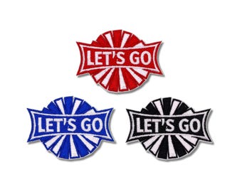 Pom Poms Cheerleading Patch | “LET’S GO” Spirit Patch | 2.15 x 3 inches
