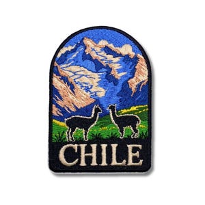 Chile Patch | Andes Mountain Souvenir Embroidered Patch | 3.15 x 2.15 inches