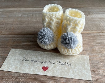 Pregnancy Reveal Booties for Grandparents, New Daddy, Aunt, Booties in a Box®, Share you news with Baby Booties / Perfect Pregnancy Reveal