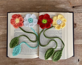 Flower Bookmark, Handmade Crochet Bookmark, Perfect Gift for any Book Lover, Teacher Gift,  Choose Your Colors, Custom Orders Welcomed