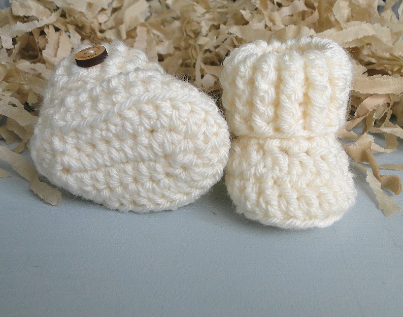 Grandparent Pregnancy Announcement, BOOTIES IN A BOX®, Baby Reveal, Ribbed Cuffs with Wood Buttons, Baby Booties, Baby Reveal Box image 4