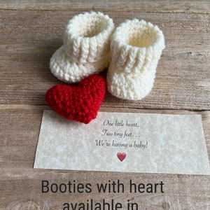 Grandparent Pregnancy Announcement, BOOTIES IN A BOX®, Baby Reveal, Ribbed Cuffs with Wood Buttons, Baby Booties, Baby Reveal Box image 9