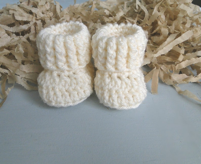 Grandparent Pregnancy Announcement, BOOTIES IN A BOX®, Baby Reveal, Ribbed Cuffs with Wood Buttons, Baby Booties, Baby Reveal Box image 2