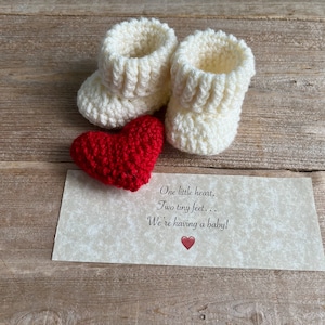 Grandparent Pregnancy Announcement, New Daddy, BOOTIES IN A BOX®, Baby Reveal, Booties and Puffy Heart, Baby Booties, Baby Reveal Box image 7