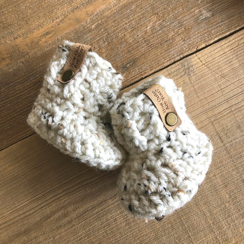 Pregnancy Reveal Booties, For Grandparents or New Daddy, BOOTIES IN A BOX®, Baby Reveal, Booties with Faux Leather Label, Baby Reveal Box image 5